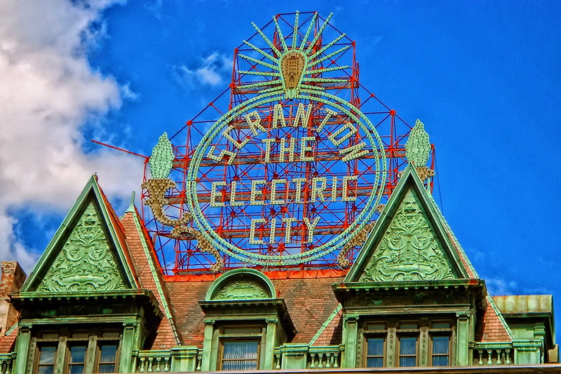 travel destinations, scranton, religion, urban, history, sign, landmark, amusement park ride, pennsylvania, day, blue, cities, outdoors, famous Place, pattern