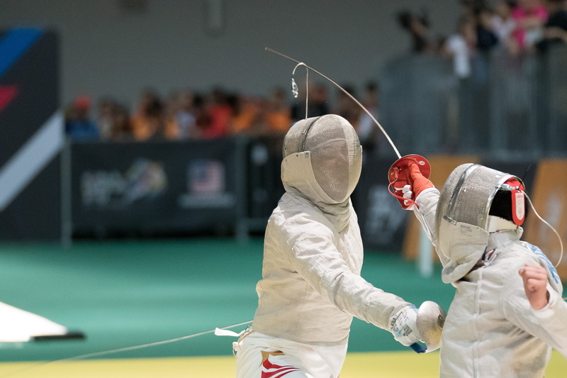 violence, aggression, protective glove, security, protection, spectator, crowd, learning, two, fencing, incidental people, playing, singapore, males, taking a shot - sport
