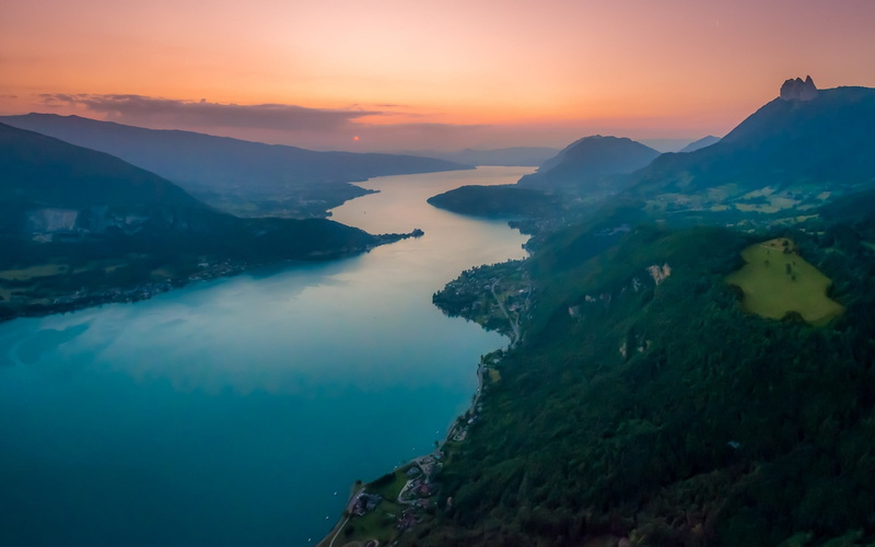hills, lake, sunset, mountain range, no people, environment, tranquil scene, 1080P, scenics - nature, non-urban scene, clouds, outdoors, idyllic, landscape