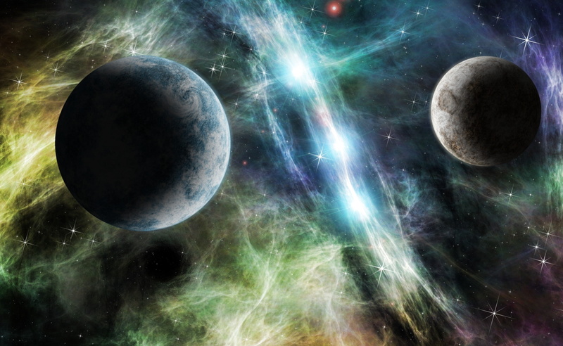 planetary moon, moon, outdoors, Planets, blue, planet - space, night, star - space, Opposite, eclipse, outer, science, sphere, shape, no people, Space