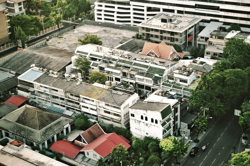 plant, single-family homes, City, outdoors, tree, vegetation, Lit, house, thailand, built structure, city, roof, high angle view, apartment, building, no people