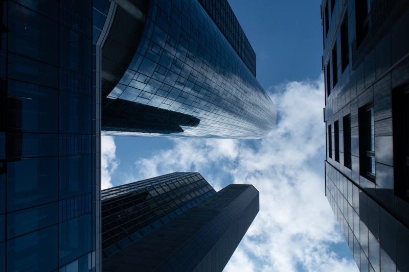 nature, apartment, no people, germany, 5K, financial district, cloud - sky, directly below, low angle view, glass - material, high-rise, modern, tower