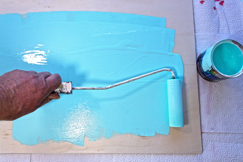 creativity, photo background, brush, wood board, human body part, finger, paint, paintbrush, real people, art and craft equipment, blue, trend color, human hand