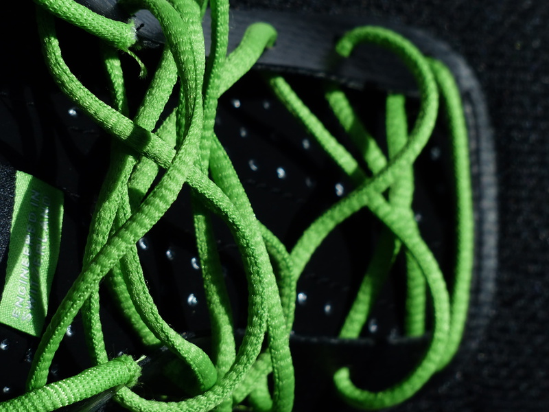 sneakers, selective focus, green color, sport, day, directly above, leaf, tangled, complexity, shoes, Shoelaces, black, no people, plant part, plant, Sports Shoes