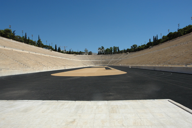 sports venue, sports track, competitive sport, sport, olympic, clear sky, professional sport, athens, blue, extreme sports, field, old, skateboard park