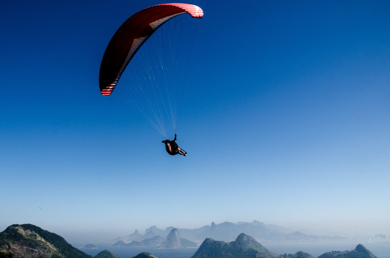 christ the redeemer, city, joy, brazil, Niterói, paragliding, city park, gliding, unrecognizable person, bay, exhilaration, mountain range, one person