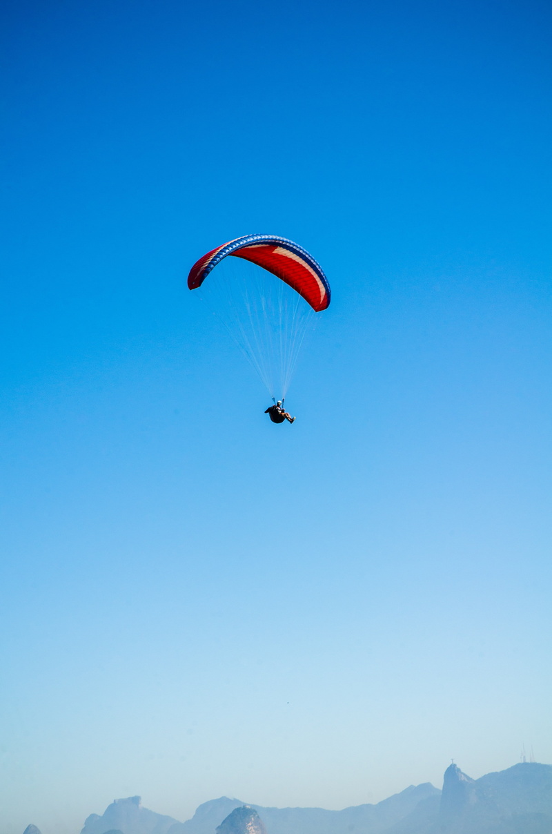 sport, olympics 2016, 4K, day, sky, parachute, christ the redeemer, blue, brazil, clear sky, unrecognizable person, leisure activity, city park, extreme sports