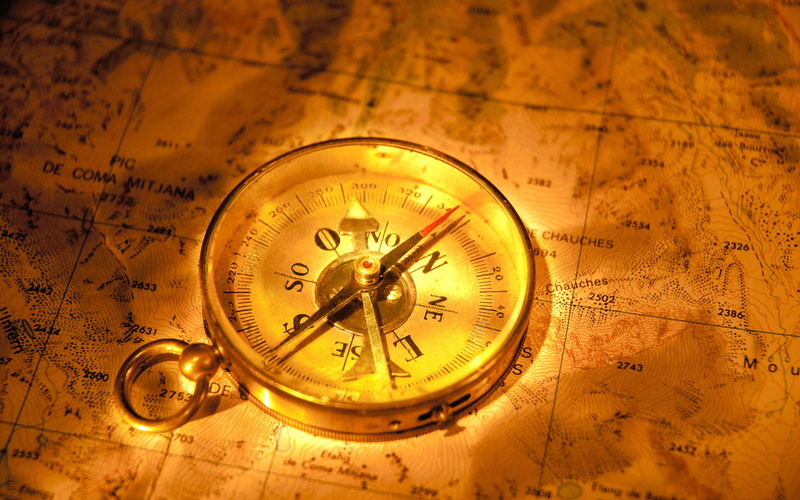gold, numbers, dial, color, 1080P, pirates, maps, needle, art, artistic, letters, direction, symbols, compass, fantasy, bokeh