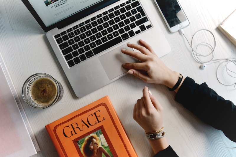 food and drink, click, working, women, flat, keyboard, 5K, wireless technology, table, macbook, work, computer, using laptop, communication, human hand