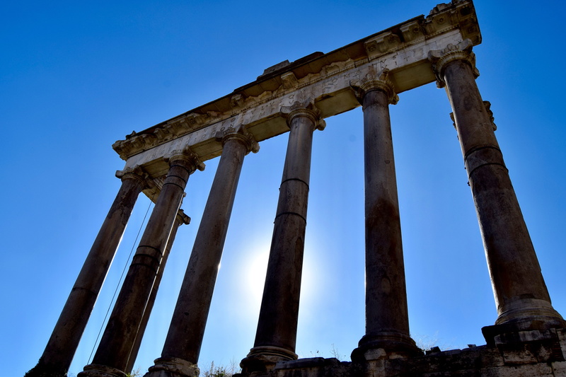 nature, the past, sky, rome, 5K, old ruin, blue, city, travel, low angle view, ancient, forum, outdoors, history, no people, tourism, travel destinations