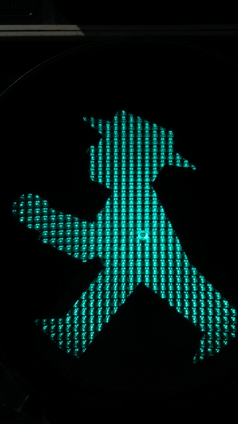 little green man, glowing, studio shot, pattern, eastern ampelmännchen, ddr, go, light, direction, night, stoplight, foot gear males, symbol, males, communication
