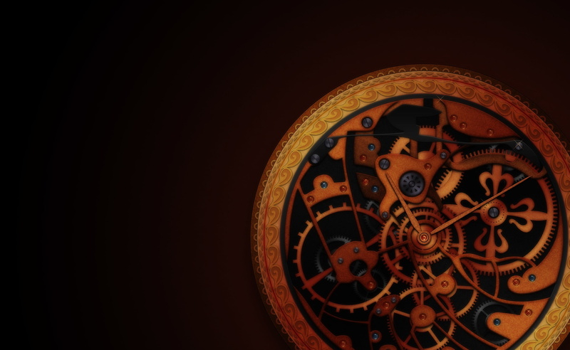 clockworks, Golden, colored, 3D, close-up, 2K, black background, instrument of time, wheel, silver colored, cut out, metal, accuracy, equipment, golden compass