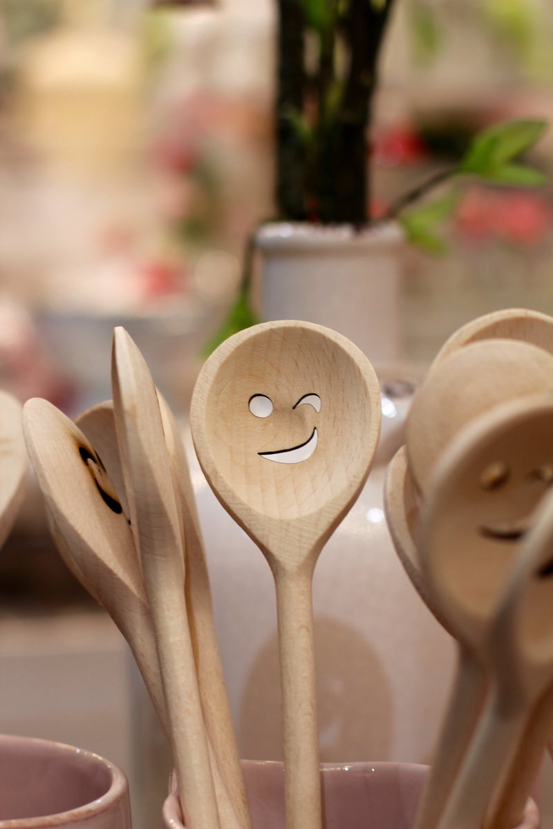 laugh, wooden spoon, cheerful, art and craft, spoon, brown, ladles, focus on foreground, indoors, spatula, eating utensil, photo, wood - material, ladle