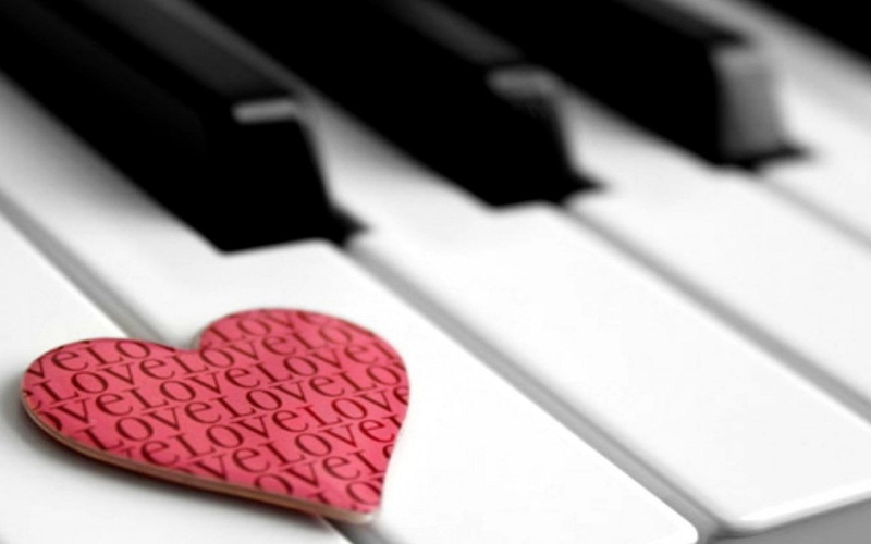 1080P, pink, piano, heart, love