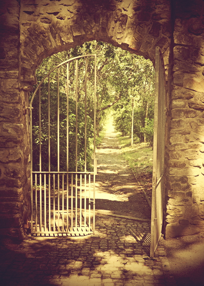 castle, building, brick, away, sunlight, 4K, white, goal, plant, direction, no people, iron gate, security, open, brick wall, architecture, old, summer