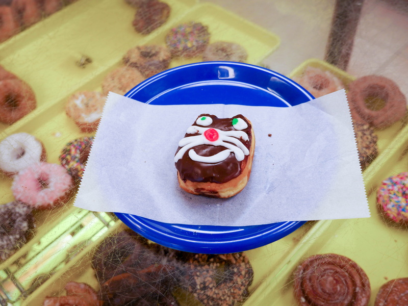unhealthy eating, fun, cat, close-up, face, food styling, indoors, yeast, plate, unhealthy, crockery, meal, doughnut, food and drink, calories, fried, freshness