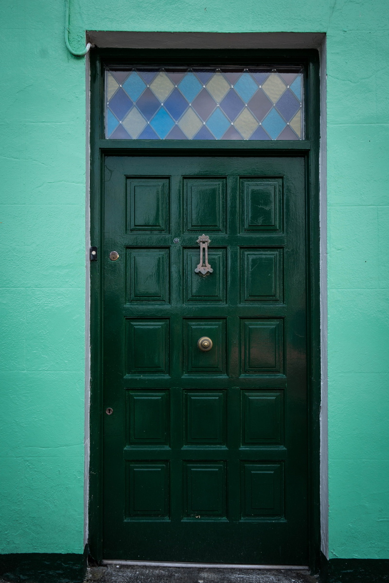 ireland, front door, houses facades, input range, 5K, protection, home, green, house entrance, day, building, turquoise colored, residential district