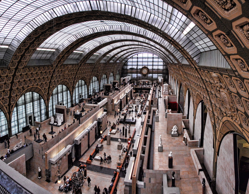 Architecture, 5K, arch, indoors, built Structure, travel Locations, landmark, group of people, day, Paris, europe, orsay, in a row, the past, travel destinations