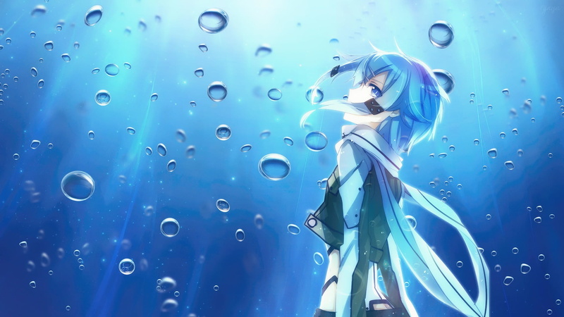 indoors, women, one person, young adult, Sword Art Online, abstract, water, futuristic, Asada Shino, technology, looking, hairstyle, nature, 1080P, studio shot
