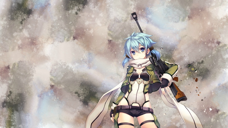 Asada Shino, front view, anime girls, Sword Art Online, nature, male likeness, futuristic, creativity, helmet, winter, robot, art and craft, holding, people