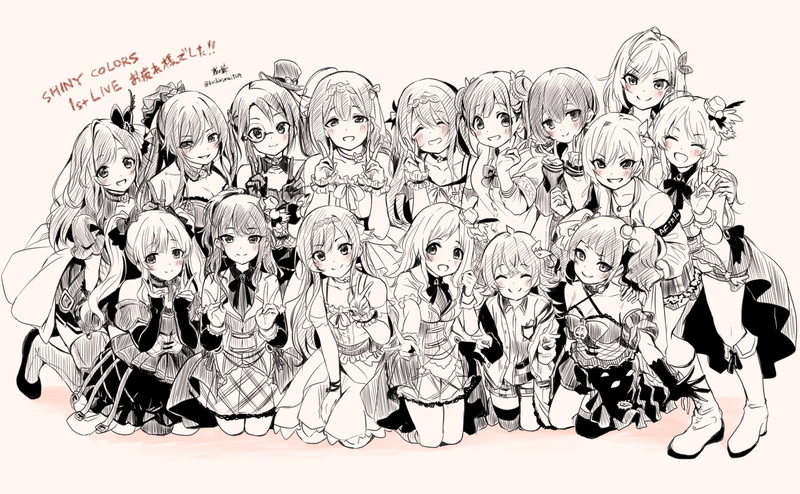 720P, anime girls, anime, The Idolmaster: Shiny Colors, kirikirimai1224, monochrome