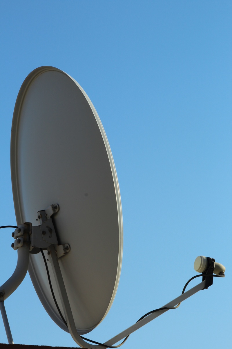 outdoors, communication, light, dish, satellite dish, no people, day, metal, blue, 2K, satellite, clear sky, megaphone, electricity, copy space, street