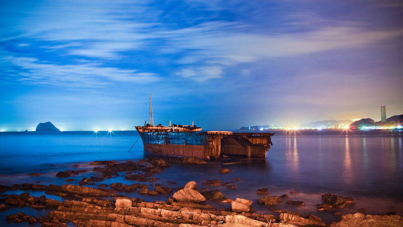 abstract, boats, lights, photography, ocean, 4K, wrecker, art, hd, city, x