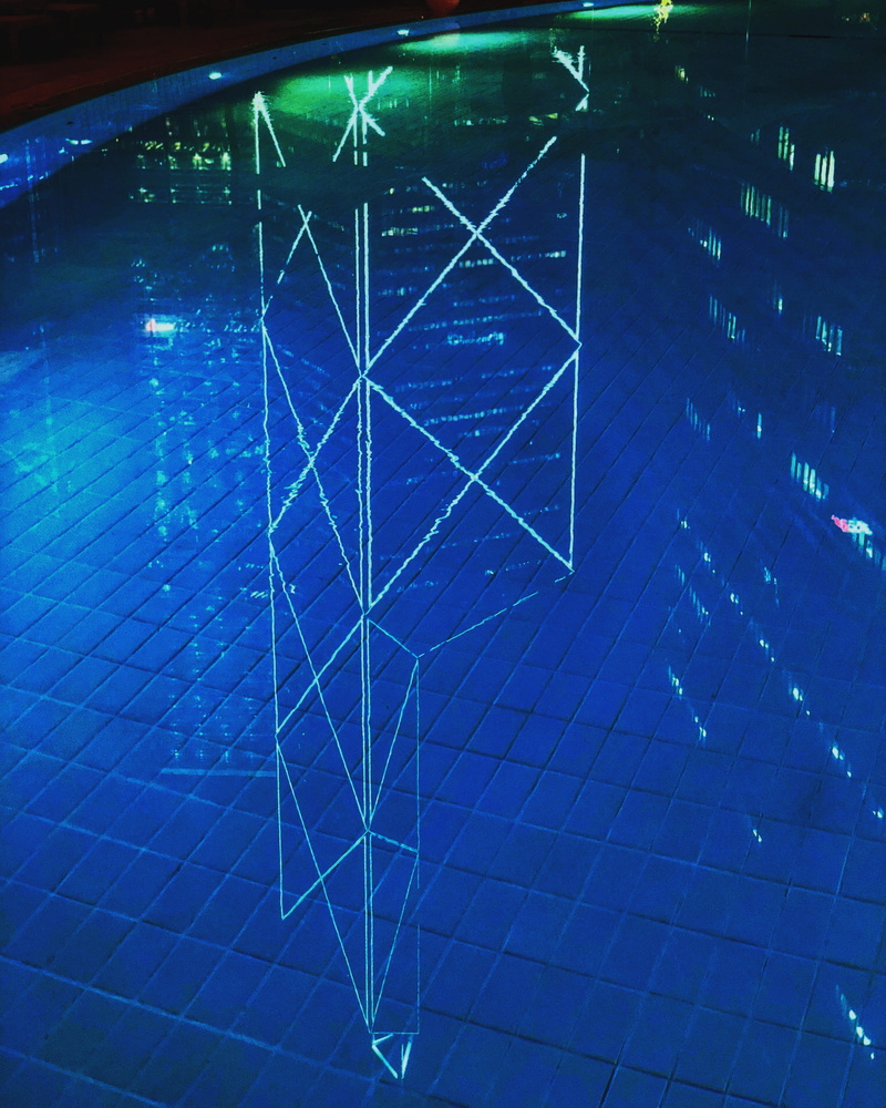 calm waters, illuminated, swimming, line graph, blue, diagram, tiles, pool, no people, shape, nature, geometric pattern, symbol
