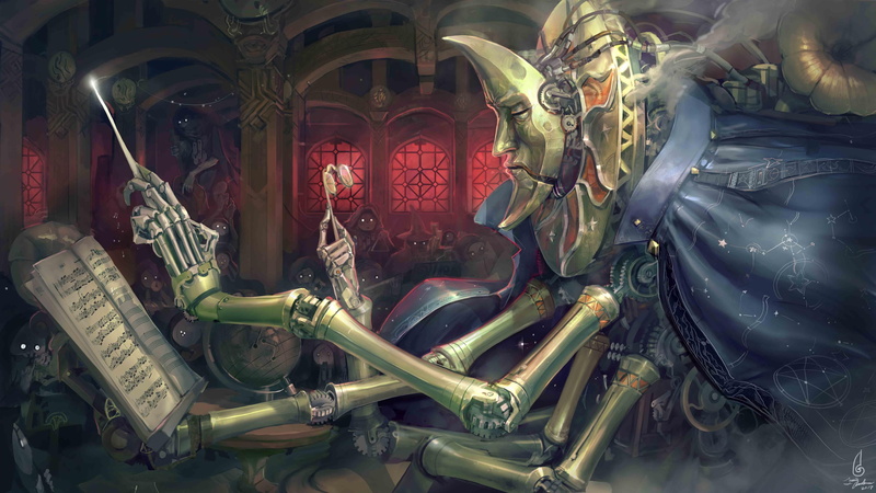 4K, steampunk, music, machine, conductor