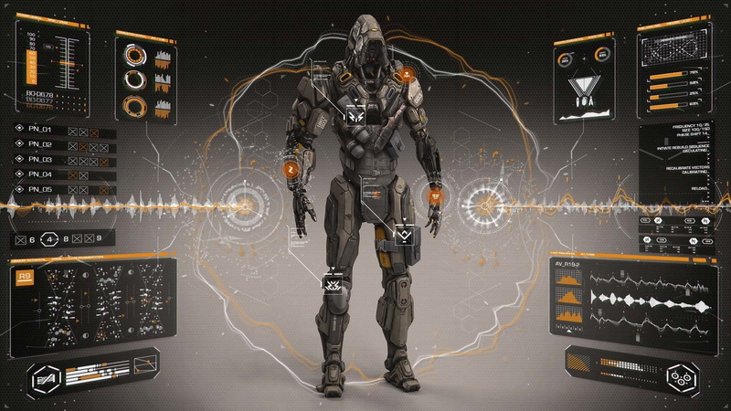 indoors, science, Call of Duty, standing, Call Of Duty: Black Ops III, robot, people, front view, digital composite, technology, 1080P, headwear, innovation