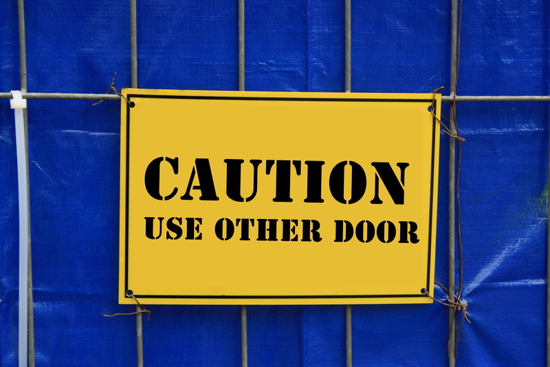 Risk, billboard, text, metal, warning, marking, blue, yellow, security, communication, Shield, information, 4K, capital letter, architecture, western script