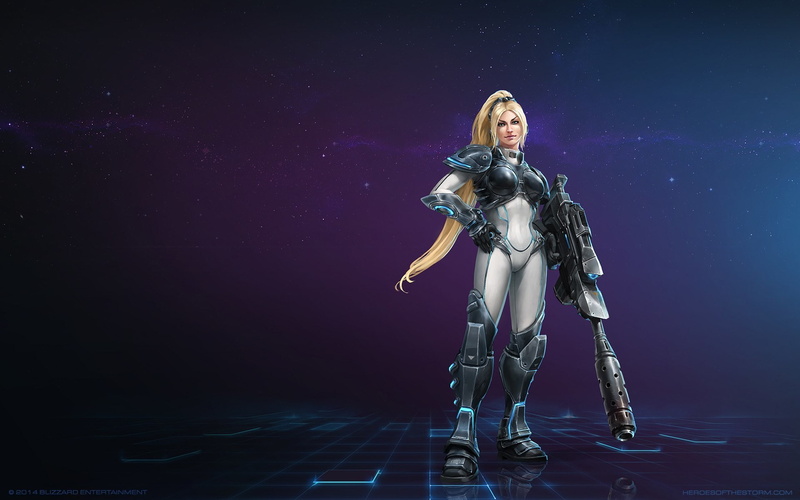 fantasy, young adult, black, gray, blond hair, long hair, one person, holding, hairstyle, heroes of the storm, StarCraft 2 Heart of the swarm, Nova, stage - performance space