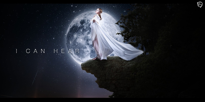 water, dress, photo manipulation, full length, event, motion, elegance, fantasy girl, black background, one person, clothing, beauty, typography, Moon