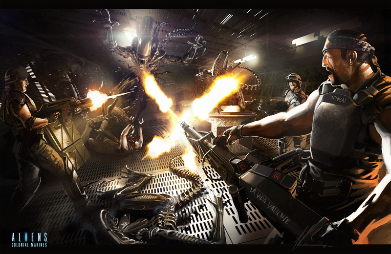 marines, alien, firing, sci fi, guns, 1080P, warrior, aliens, colonial, machine, games, battle, men