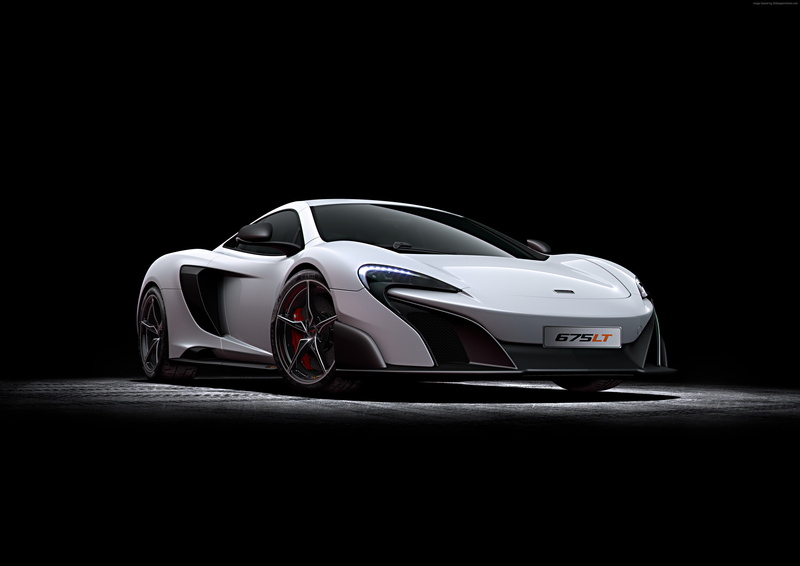 studio shot, toy, luxury, land vehicle, motor vehicle, auto racing, McLaren 675 LT, close-up, 4K, black background, sport, indoors, still life, racecar