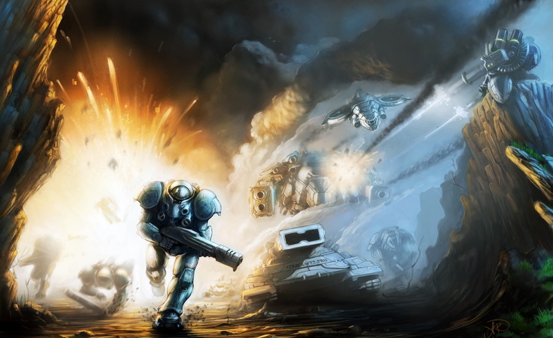 water, uniform, real people, standing, technology, smoke - physical structure, occupation, starcraft 2 game, activity, starcraft 2 battle, starcraft 2