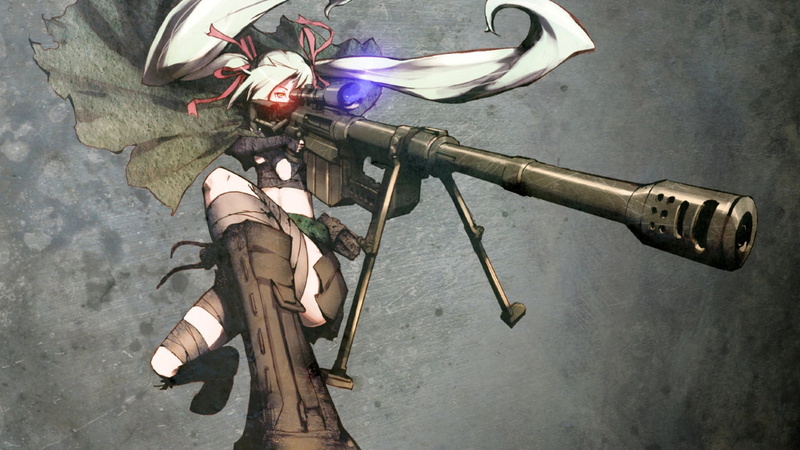 hd, girls, anime, twintails, wallp, eyes, sniper, rifles, x, white, art, weapons, red, hair, people, rifle, 1080P, Guns