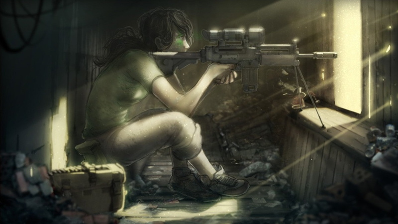 hd, abstract, girls, fantasy, 1080P, art, sniper, girls with guns, guns, fantasy art