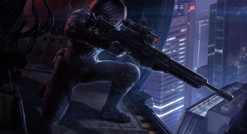 futuristic, helicopters, soldier, sniper rifle, 1080P, city