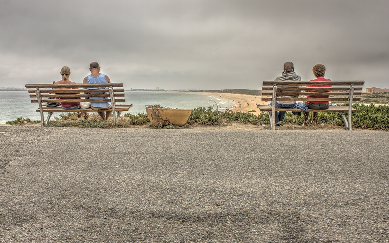 recreation, full length, heterosexual couple, adult, water, chair, outdoors, leisure, mature men, couple - relationship, males, seat, park bench, coastline