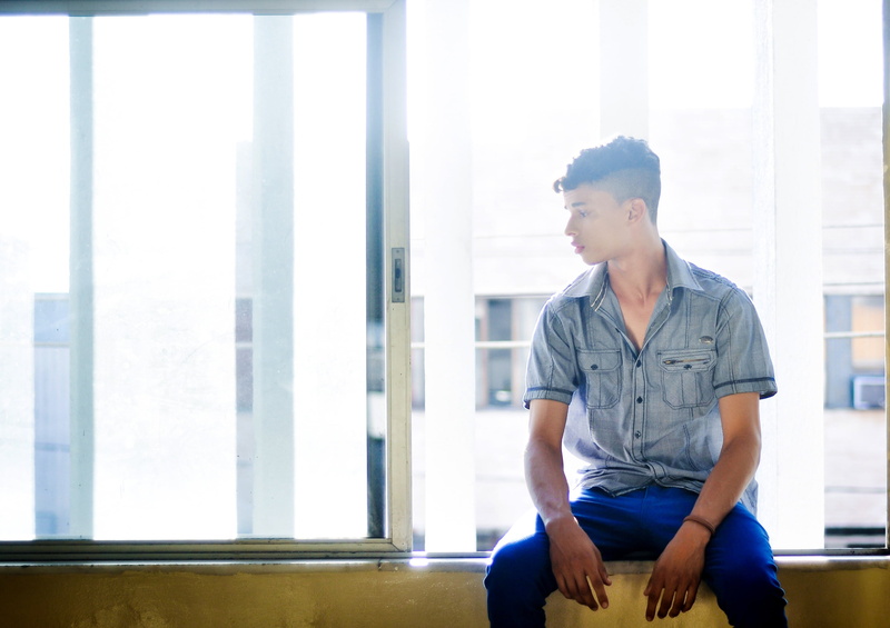 shirt, sitting, people, young men, looking away, office, looking, facial expression, wearing, young adult, buttons, side view, pensive, front view, connection