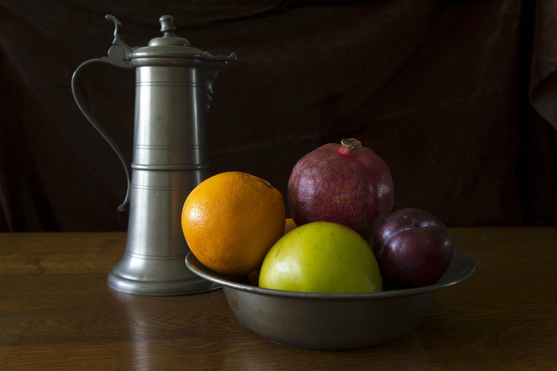 food, apple - Fruit, wellbeing, gray, pomegranate, pewter ewer, fruit, orange, 5K, household equipment, bowl, red, indoors, variation, steel bowl, table