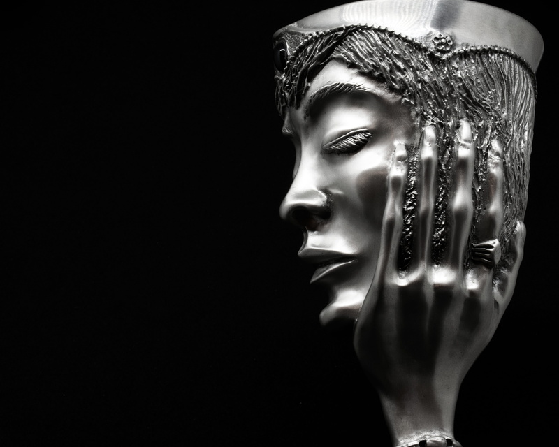 Metal, portrait, egyptian, indoors, close-up, Goblet, human body part, decorative, Cup, photo, black background, women, Pewter, Antique, wine, beauty, body part