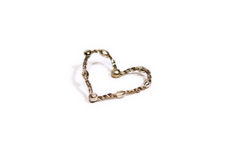 cut out, metal, close-up, handmade, gold colored, pendant, dollar sign, no people, Heart, white background, studio shot, Luxury, chain, tin, silver colored