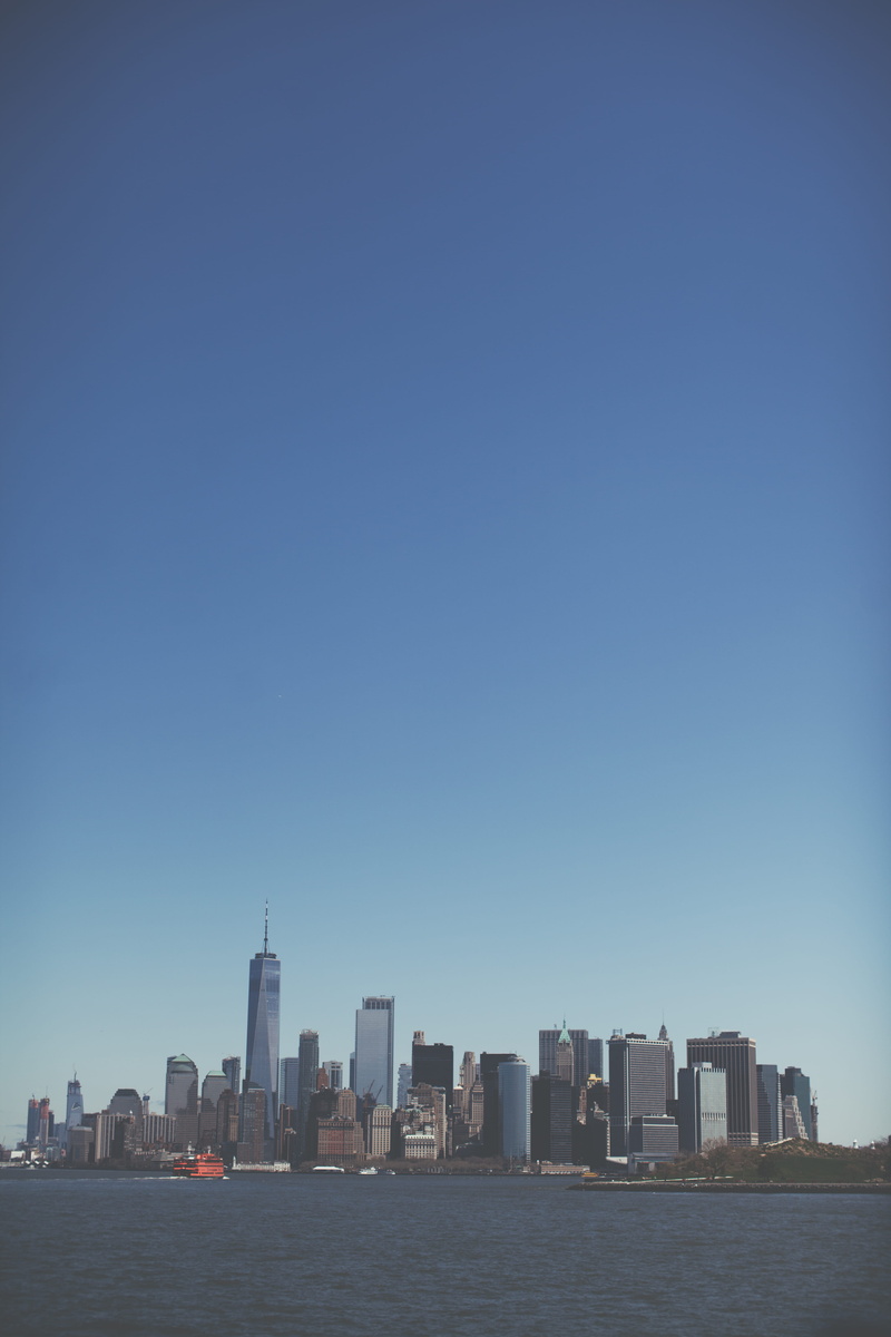 new york, 5K, landscape, city, island, water, hudson river, day, manhattan, building, statue of liberty, united states, skyscraper, no people, nature