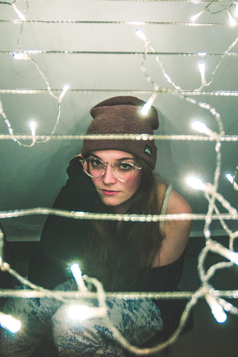 light, women, glasses, lights, lo fi, girl, 4K, lifestyles, front view, indoors, hairstyle, one person, leisure activity, looking at camera, portrait