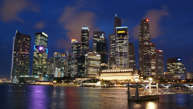 architecture, skyscrapers, bay, modern, boats, night, cities, structures, city, office building exterior, office, sky, water, landscape, outside, new, financial district