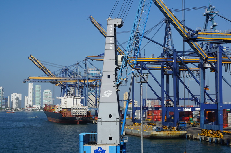 business, port, machinery, mode of transportation, outdoors, no people, nautical Vessel, colombia, container, unloading, kartagena, water, ship, industrial Ship