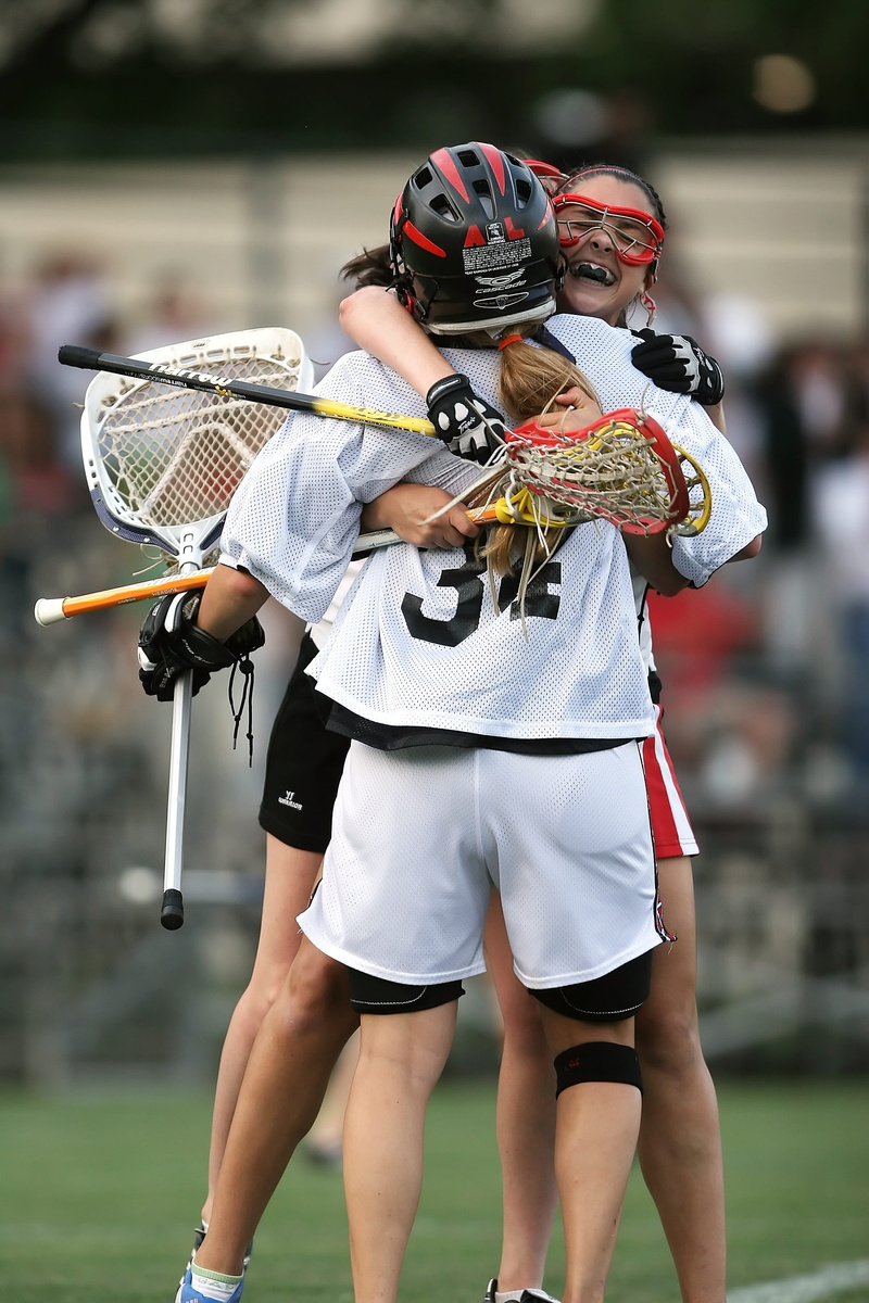 athletes, players, champs, uniform, champions, embrace, action, outdoors, skill, stick, focus on foreground, adult, winners, lacrosse, arts culture and entertainment