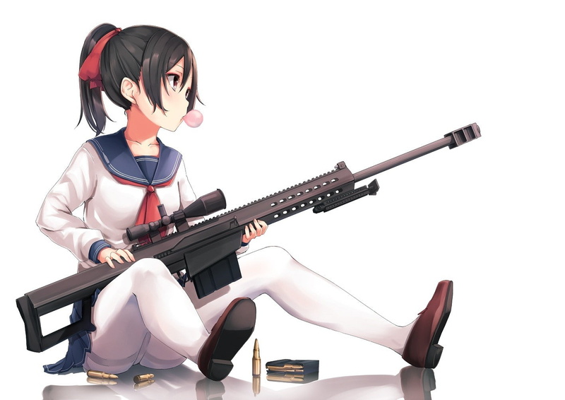 snipers, Barret, anime, anime girls, 720P, gun, weapon, long hair